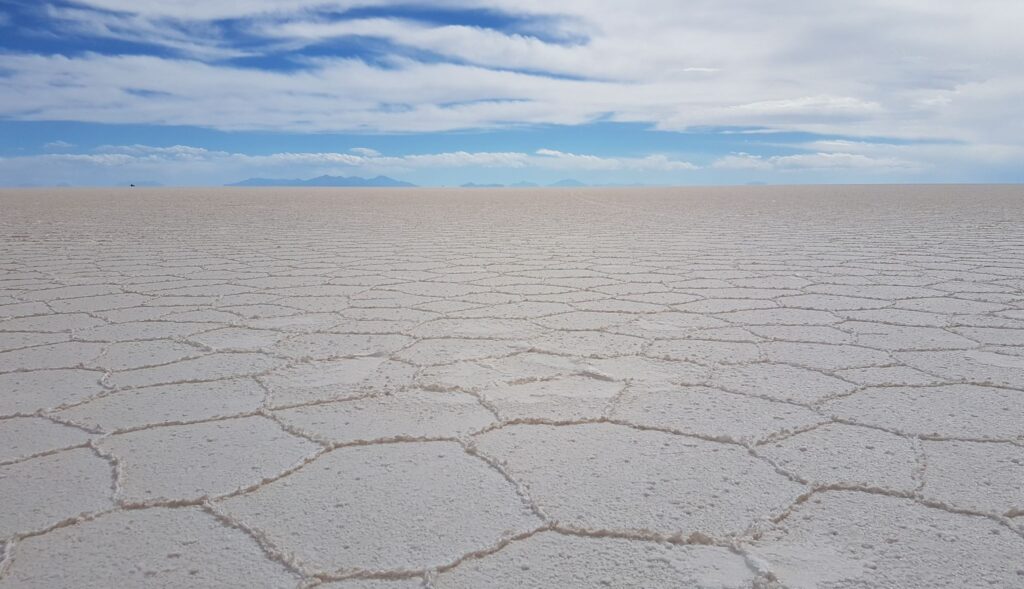 Dried out salt flats of the Salar de Uyuni in Bolivia