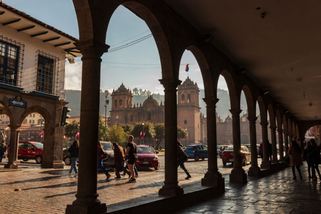 Cusco Plaza de Armas cathedral and colonial architecture in Peru